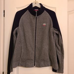 Audi Fleece Zip Jacket Gray Black Women's Large